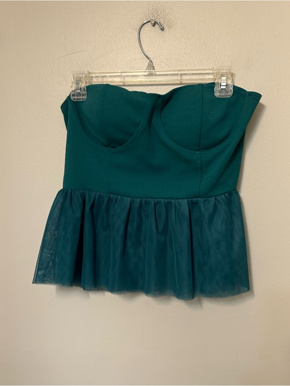 Sincerely Jules Strapless Crop Top Women’s Large Green Tulle Hem Romantic